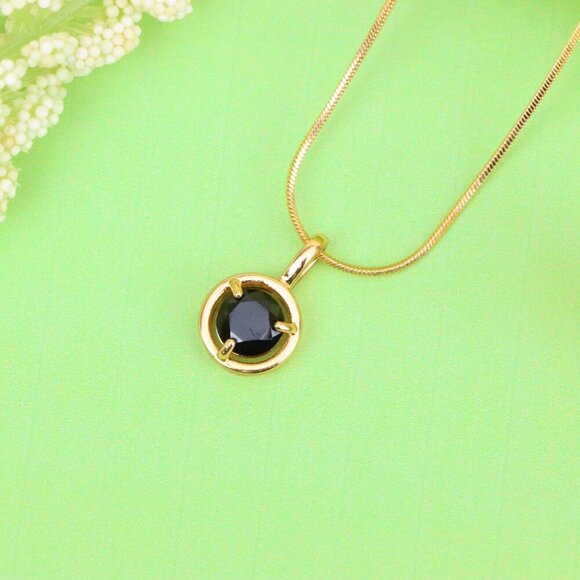 "Round Black Pendant with Gold Finish – Elegant Statement Jewelry Piece,XPPT1706 - Picture 12 of 13